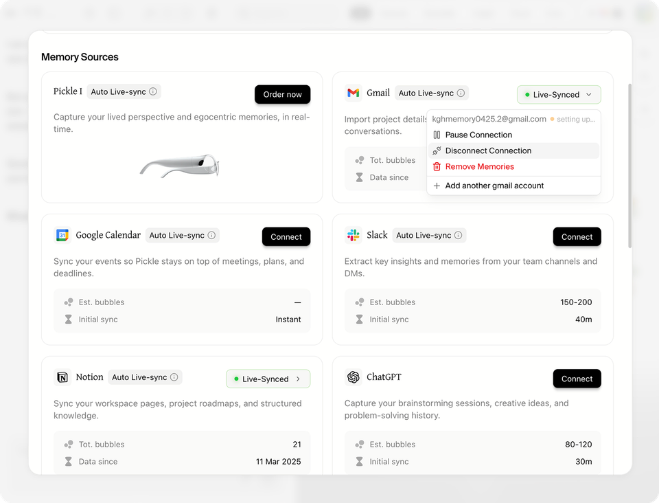 Connect & disconnect apps
